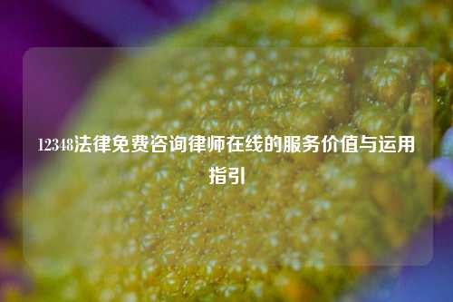 12348法律免费咨询律师在线的服务价值与运用指引