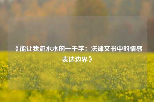 《能让我流水水的一千字：法律文书中的情感表达边界》