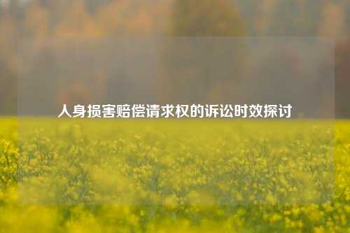 人身损害赔偿请求权的诉讼时效探讨