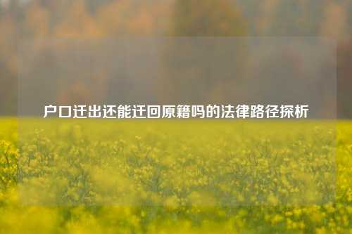 户口迁出还能迁回原籍吗的法律路径探析