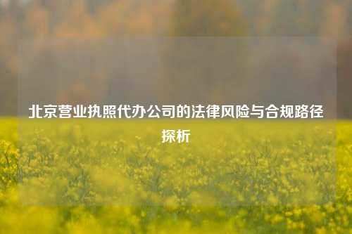北京营业执照代办公司的法律风险与合规路径探析