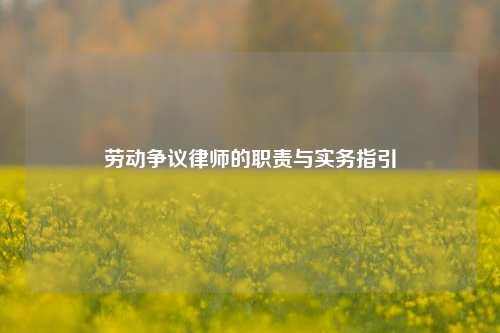 劳动争议律师的职责与实务指引