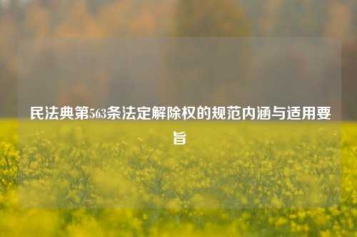  民法典第563条法定解除权的规范内涵与适用要旨