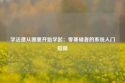 学法律从哪里开始学起：零基础者的系统入门指南