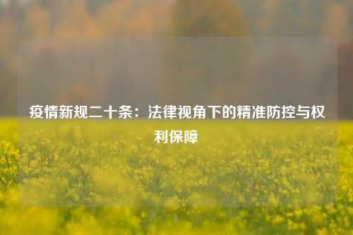 疫情新规二十条：法律视角下的精准防控与权利保障
