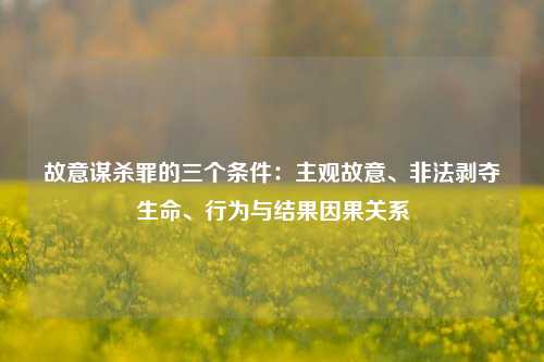 故意谋杀罪的三个条件：主观故意、非法剥夺生命、行为与结果因果关系