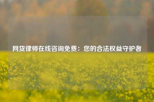 网贷律师在线咨询免费：您的合法权益守护者
