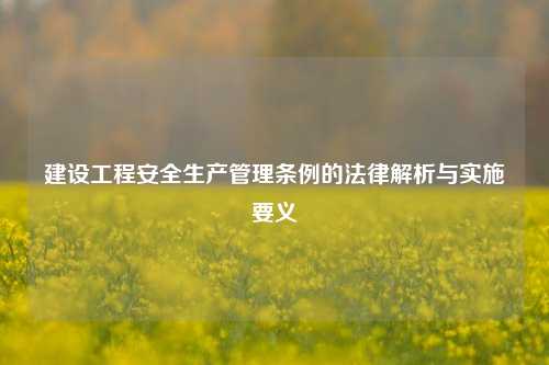 建设工程安全生产管理条例的法律解析与实施要义