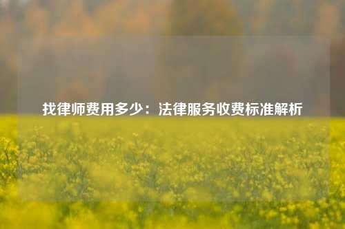 找律师费用多少：法律服务收费标准解析