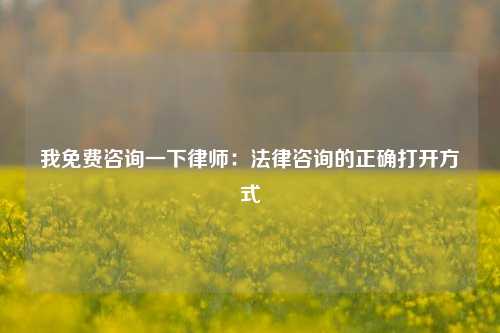 我免费咨询一下律师：法律咨询的正确打开方式