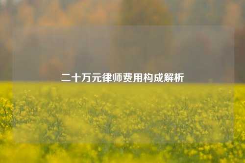 二十万元律师费用构成解析