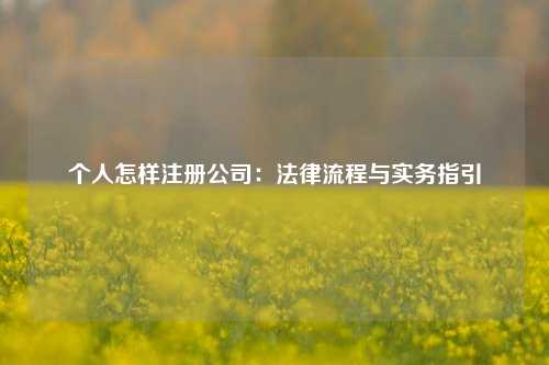 个人怎样注册公司：法律流程与实务指引